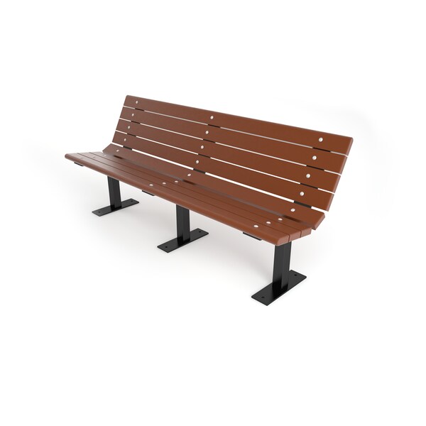 Brown 6' Contour Bench Surface Mount w/ Black Frame